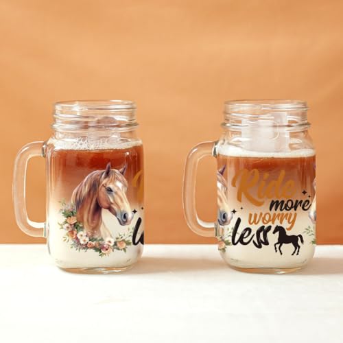 UV DTF Cup Wraps Transfer Stickers Horse and Flowers Pattern, 10 Sheets Waterproof Custom Vinyl Transfer Sticker 16oz Coffee Glass Cup Tumbler Bottle Mug Decals for Men Women | Waterproof UV DTF Stickers, Custom Vinyl Decals for 16oz Coffee Cups Tumblers