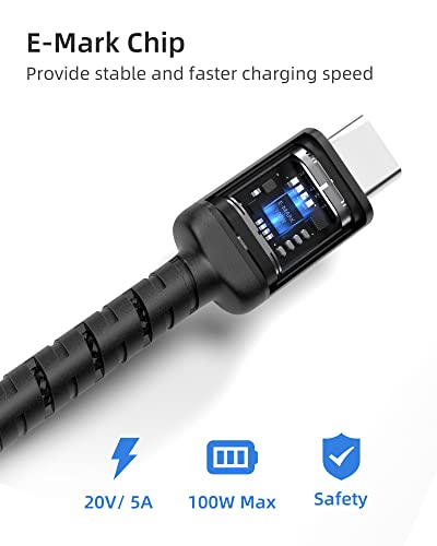 imuto USB C to USB C Cable (6.6ft, 2-Pack) 100W Fast Charging Cable Braided for iPhone 15/15Pro/15Plus/15ProMax MacBook Pro 2020,iPad Pro 2020, iPad Air 4,Samsung Galaxy S23+/S23 Ultra (Black) - color: Black