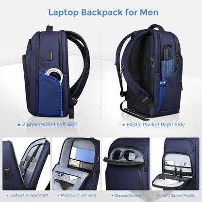 17.3 Inch Laptop Backpack for Men Women, 30L Travel Backpack | Carry-On Flight Approved,Work Computer Backpack with USB A&C Port,Business Laptop Bag,WaterResistant Anti-Theft Daypack - color: Blue