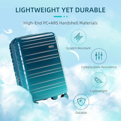 LARVENDER Carry on Luggage Sets 3 Piece, 20 Inch Suitcases, Ocean Breeze | 22x14x9 Airline Approved, Gradient PC+ABS Hardshell, Smooth 360° Wheels, TSA Lock, 3-Piece Set with Color-matched Backpack - color: Ocean Breeze-20BP, size: 3 Piece Set (Backpack/T