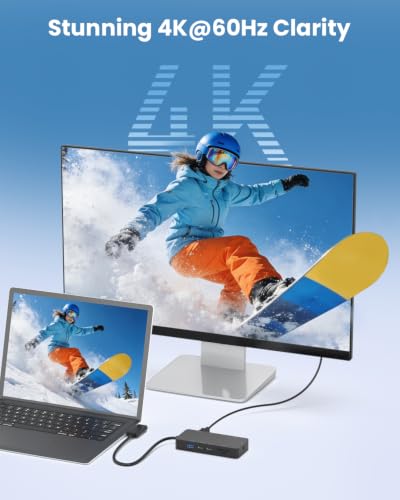 10-in-1 Surface Docking Station for Surface Pro & Laptop, 4K@60Hz HDMI, USB-C & USB 3.0 Ports, SD/TF Card Reader, Gigabit Ethernet, PD Charging, Magnetic Surface Connect