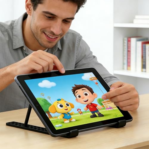 Adjustable Laptop Stand for Desk - Portable Foldable Notebook Riser, Ergonomic Computer Holder Compatible with 10-15.6 Inch Laptops, Vented Heat Dissipation(Black) - color: Black