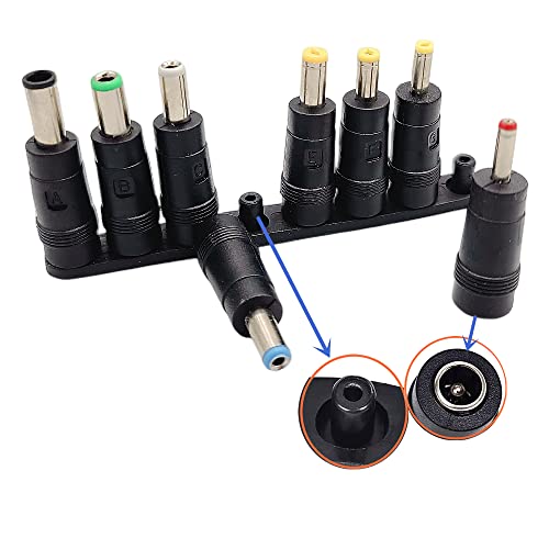 DC Adapter Connector Set - 8 Pack Power Adapter Tips Female 5.5x2.1mm to Male Multi Size Connectors for Monitor Webcam Router Mini PC CCTV Bluetooth Speaker