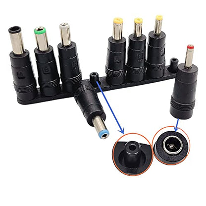 DC Adapter Connector Set - 8 Pack Power Adapter Tips Female 5.5x2.1mm to Male Multi Size Connectors for Monitor Webcam Router Mini PC CCTV Bluetooth Speaker