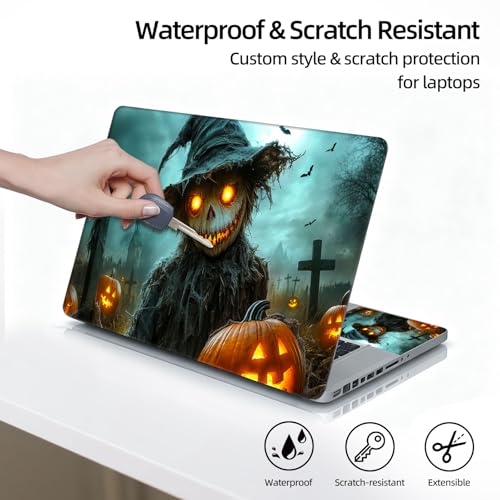 Universal Laptop Skin Sticker Decal, 12"-15.6" Aesthetic Vinyl Wrap, Halloween Scarecrow Waterproof Notebook Cover Art Protector for MacBook HP Dell Lenovo, Fits 13" 14" 15" 15.6" - color: Halloween Scarecrow