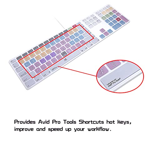 HRH Avid Pro Tools Functional Shortcuts Hot Keys Design Silicone Keyboard Skin Cover for iMac Keyboard G6 with NumberPaid Number pad A1243 MB110LL/B and MB110LL/A[US/EU Layout] - color: Z-Avid Pro Tools