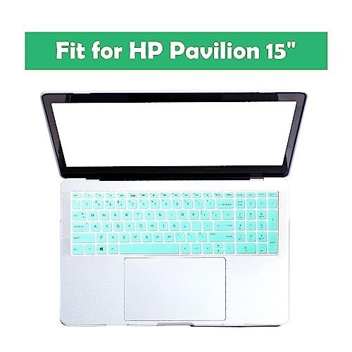 uxcell Silicone Keyboard Cover Protector for HP Pavilion 15 Laptop, Ultra Thin Protective Laptop Keyboard Cover Film Accessories, Turquoise