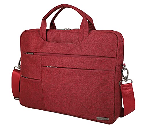 Multifunctional Briefcase,Muti-Pockets Laptop Case Bag For 15.6 inch-16 inch Laptop Computer - color: Wine Red