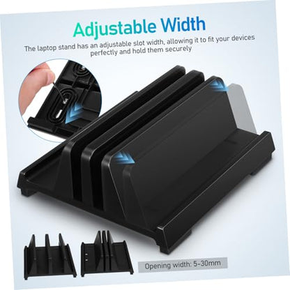 jojofuny Adjustable Laptop Vertical Stand Dual Slots Desk Organizer for Workspace Efficiency Holder for Laptops Tablets and Phones Space-Saving Design
