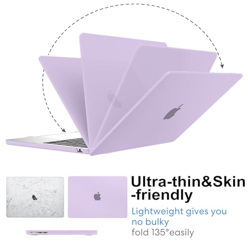 AKIT Compatible with MacBook Air 13 inch Case 2026 2025-2022 M5/M4/M3/M2 A3449 A3240 A3113 A2681, Slim Matte Plastic Hard Shell Case+Screen Protector+Keyboard Cover for MacBook Air 13.6 inch, Violet - color: Violet