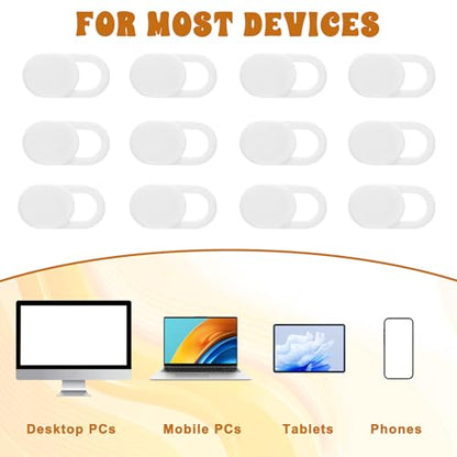 50 Pcs White Webcam Cover Slide, 0.023 Inch Ultra-Thin Universal Camera Privacy Cover White Camera Covers Slide for Phone Laptop Computer