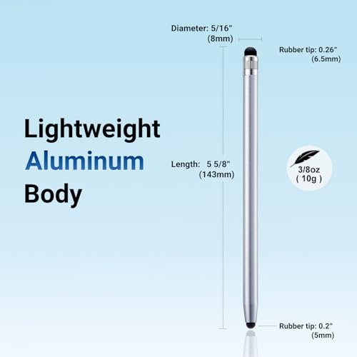 12Pcs Silver Stylus Pen for Touchscreen, 2-in-1 Stylus Pen for iPad | High Precision & Sensitivity, Aluminum Body, Suitable for iPad iPhone Android Smartphone Tablet Switch and All Touch Screens - color: 12 Silver