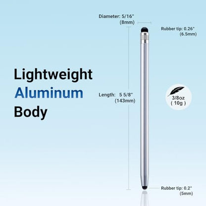 12Pcs Silver Stylus Pen for Touchscreen, 2-in-1 Stylus Pen for iPad | High Precision & Sensitivity, Aluminum Body, Suitable for iPad iPhone Android Smartphone Tablet Switch and All Touch Screens - color: 12 Silver