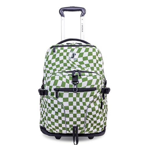 J World Lunar Rolling Backpack. Laptop Bag With Wheels. Wheeled Carry-On Travel Luggage, Matcha Checkers, 19.5 x 13 x 8 Inches - color: Matcha Checkers