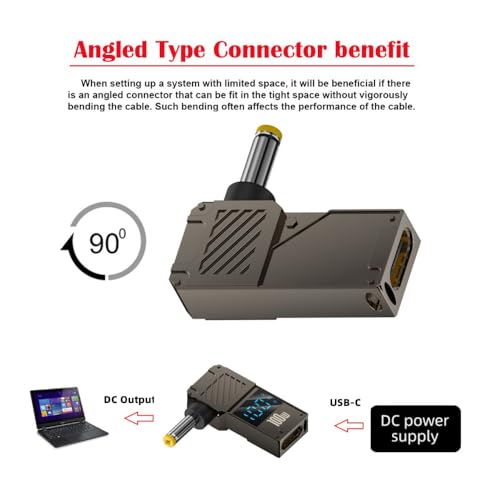 USB C to DC Adapter,USB C Female to DC 4.0x1.7mm Barrel Jack Plug PD 100W Laptop Fast Charging Adapter with Wattage Display - style: 4.0x1.7mm