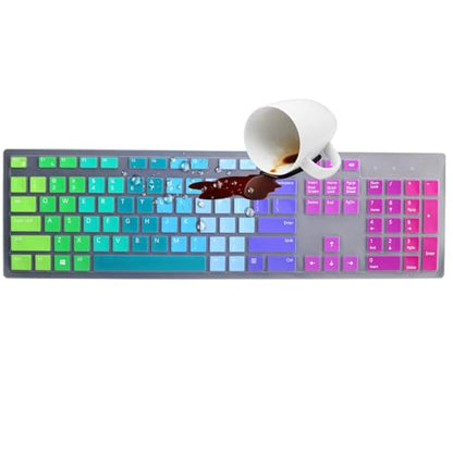 Keyboard Cover for Dell KM636 KB216 KB216t KB216d KB216p Wired & Wireless Keyboard, Dell Optiplex 5250 3050 3240 5460 7450 7050, Dell Inspiron Desktop 24" 27" 5400 5490 7700 7790 3475 3670 3477-RW - color: Rainbow