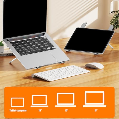 Multiple Angled Laptop Stand with Alloys Construction and Silicone Grips for Secure Placement and Viewing Foldable Laptop Stand - color: Silver