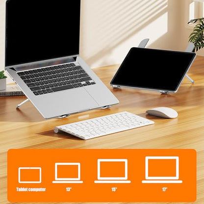 Multiple Angled Laptop Stand with Alloys Construction and Silicone Grips for Secure Placement and Viewing Foldable Laptop Stand - color: Silver