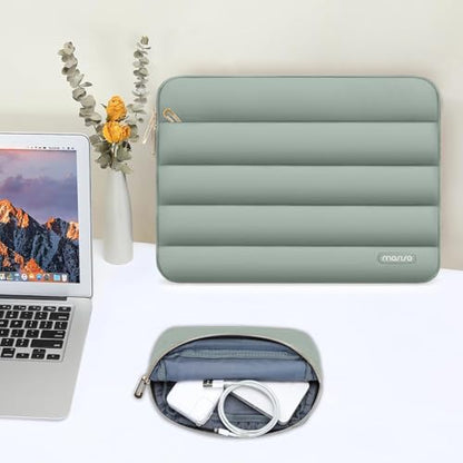 MOSISO Laptop Case 14 inch, 14 inch Puffy Laptop Sleeve Compatible with HP Lenovo Dell ASUS Acer, HP Stream, Dell Latitude, Lenovo IdeaPad, Polyester Horizontal Bag with Small Case, Antique Green - color: Antique Green, size: 14 inch