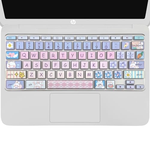 Cute Silicon Keyboard Cover Skin for HP Chromebook 11 x360 11.6", Chromebook 11 G2/G3/G4/G5/G6 EE/G7 EE 11.6’’,HP Chromebook 14-ca 14-ak14-X Series, HP Chromebook 14 G2 G3 G4 G5, Cute Bunny - color: Cute Bunny