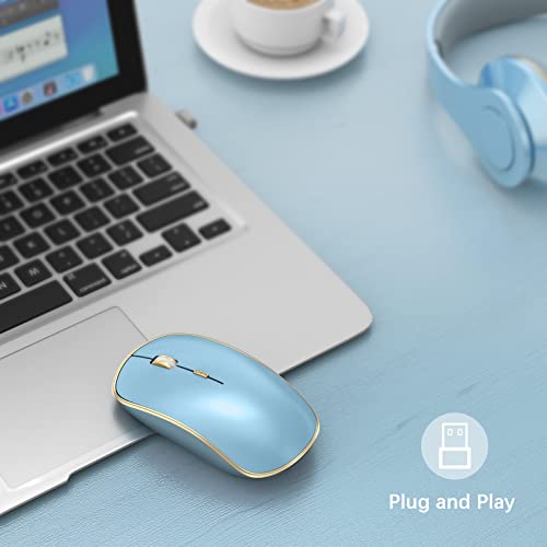 JOYACCESS Wireless Mouse for Laptop | 5 DPI Levels, Silent for Notebook, MacBook, Chromebook, PC - Blue - color: Blue