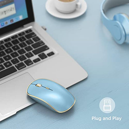 JOYACCESS Wireless Mouse for Laptop | 5 DPI Levels, Silent for Notebook, MacBook, Chromebook, PC - Blue - color: Blue