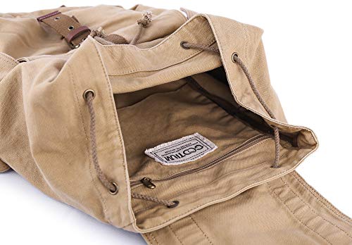 GOOTIUM 21101KA Specially High Density Thick Canvas Backpack Rucksack,Khaki - color: Khaki, size: Large