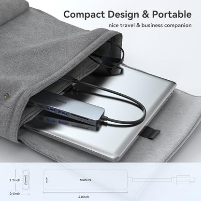 MOKiN USB C Hub HDMI Adapter Dongle for MacBook/Dell/HP/Lenovo Laptop | 4K@60HZ HDMI, 3*5Gbps USB A 3.0, 100W USB C Charging Port, SD/microSD Card Reader