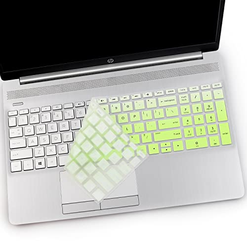 2PCS Keyboard Cover Compatible with HP Envy x360 15.6" Series /2020 2019 HP Pavilion 15 HP Pavilion x360 15.6" Series/HP Envy 17 17.3" Series/HP Laptop 15t 17t 17-ca0011nr-by0040nr - color: GradientGreen+Clear