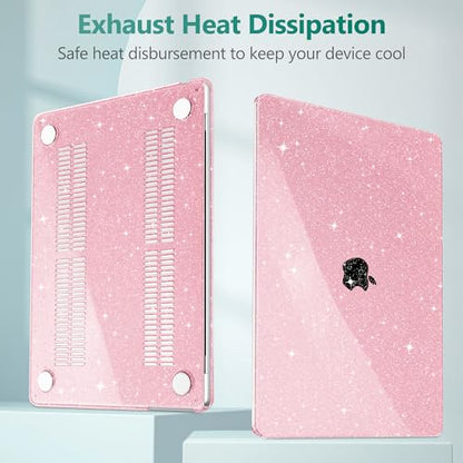 May Chen Case for MacBook Air 13/13.6-inch (M5/M4/M3/M2, 2022-2026 Models A3449 A3240 A3113 A2681), Lightweight | Closes Seamlessly | Ideal for Work Hard Shell Case, Pink Glitter - color: Pink Glitter