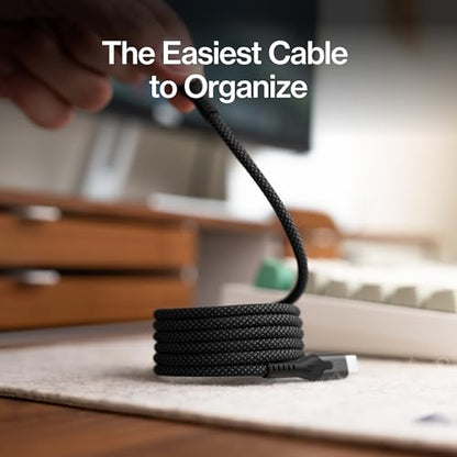 Statik MagStack USB A to USB C Coiling Magnetic Charging Cable, 27W | Nylon Braided Tangle-Free Design, Magnetic Coiling, Data Transfer, Compatible with iPhone & Android, 3FT Black - color: Black, size: 3ft, style: USB-A to USB-C
