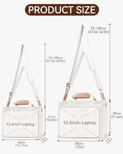 Canvas Tote Bag with Multi-Pocket for Women Large Crossbody Shoulder Handbag Everything Tote Bag with Compartments - color: Beige, size: Large