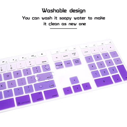 HRH Ombre Purple Silicone Keyboard Skin Cover for iMac Wired USB Full Size Keyboard with Numeric Keypad A1243(G6 MB110LL/B and MB110LL/A) - color: Ombre Purple