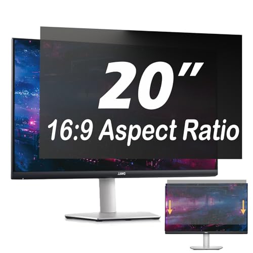20 Inch Anti-Spy Privacy Screen Filter for Laptop and PC Monitor 16:9, Blue Light Blocking Anti-Glare Protector Film, Reversible Easy Install Slide-Mount Design (20 Inch Widescreen(16:09)) - size: 20 Inch (16:09)