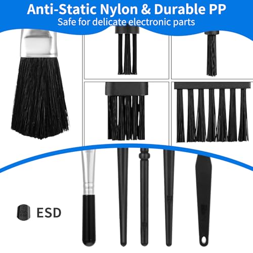 6PCS Keyboard Cleaning Kit with Keycap Puller & Switch Puller, Mini Anti-Static Dust Brush for Computer Motherboard Camera Small Space, Stainless Steel Key Remover for Mechanical Keyboard