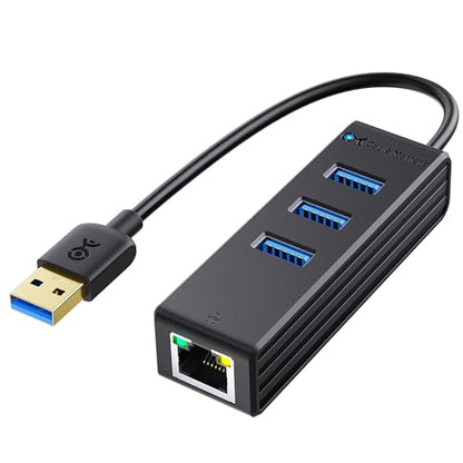 Cable Matters 4-in-1 USB 3.0 Hub with Gigabit Ethernet | 10/100/1000Mbps Network, 3x 5Gbps USBA Ports, Black