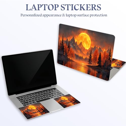 Universal Laptop Skin Sticker Decal,15.6 Inch Laptop Vinyl Cover for 13" 14" 15.6" Laptop,Scratch-Resistant Waterproof Protector Wrap,Reusable with Wrist Pads,Moonlit Mountain Lake - color: Moonlit Mountain Lake