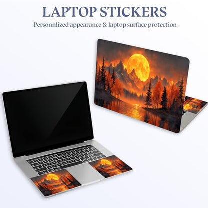 Universal Laptop Skin Sticker Decal,15.6 Inch Laptop Vinyl Cover for 13" 14" 15.6" Laptop,Scratch-Resistant Waterproof Protector Wrap,Reusable with Wrist Pads,Moonlit Mountain Lake - color: Moonlit Mountain Lake