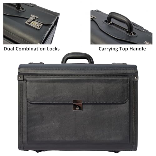 HAMMER ANVIL 19 Wheeled Briefcase Rolling Case Sales Sample Pilot Lawyer Attache - color: Black Leatherette