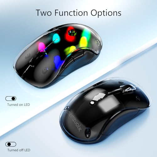 memzuoix 2.4G LED Wireless Mouse, Rechargeable Ergonomic Mouse with Detachable Cover, 1200 DPI Portable Optical Computer Mouse with USB Receiver for Laptop, PC, Desktop and MacBook, 5 Buttons-Black - color: Black