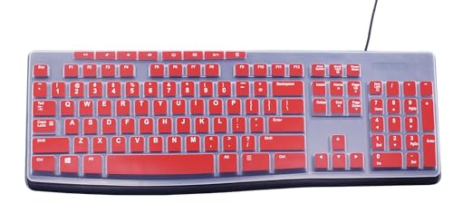 Ultra Thin Desktop PC Silicone Keyboard Cover Skin Protector Compatible for Logitech MK370 MK295 MK275 MK270 Wireless Keyboard, Logitech K200 K260 K270 MK200 MK260 Keyboard (Red) - color: Red