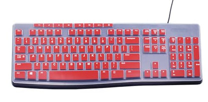 Ultra Thin Desktop PC Silicone Keyboard Cover Skin Protector Compatible for Logitech MK370 MK295 MK275 MK270 Wireless Keyboard, Logitech K200 K260 K270 MK200 MK260 Keyboard (Red) - color: Red