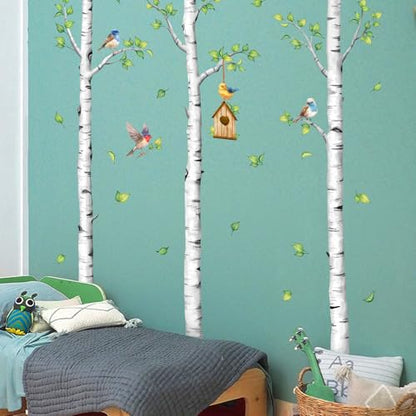 Large Birch Tree Wall Decals White Realistic Tree Stickers | Birch Tree Vinyl Wall Art Sticker Peel and Stick Decal for Aisle Bedroom Office Sofa TV Backdrop Wall Home Decor (H: 67.3 In) - style: H67.3" White
