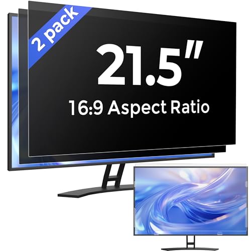 [2 Pack] 21.5 Inch Computer Privacy Screen Filter for Monitor 16:9 Aspect Ratio, Eye Protection Anti Blue Light Privacy Shield and Anti-Glare Protector, 21.5inch Removable Anti-Scratch 21.5in Protector Film - size: 2 pcs for 21.5 Inch 16:9 Aspect