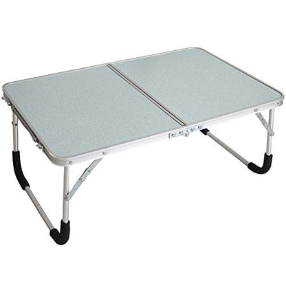 Foldable Laptop Table, Bed Desk, Breakfast Serving Bed Tray, Silvery | [Portable Mini Picnic Table & Ultra Lightweight] [Folds in Half with Inner Storage Space] - color: Silvery