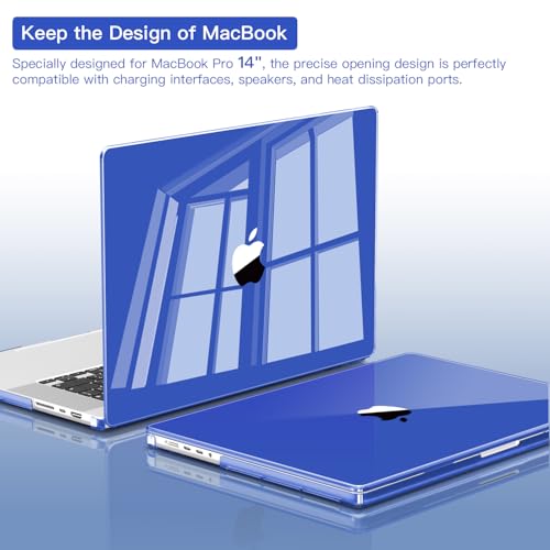 CISSOOK Compatible with MacBook Pro 14 inch Case 2021-2026, Hard Shell Case Keyboard Cover Screen Protector for MacBook Pro 14 M1 M2 M3 M4 M5 Chip, Clear Dark Blue - color: Clear Dark Blue