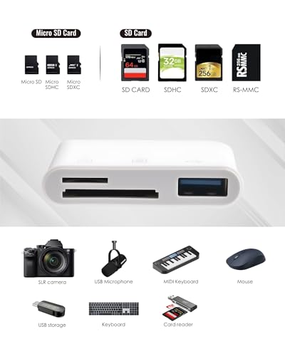 USBC Memory Card Reader 3-in-1 Plug & Play- Gardiva USB C SD Card Adapter Supports SD/TF/USB Flash Drives, Compatible with iPhone 15/16 Series, iPad, MacBook, Android Devices