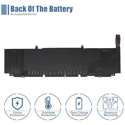 XG4K6 Laptop Battery for Dell XPS 17 9700 9710 9720 9730 Precision 5750 5760 5770 Series P92F P92F001 P92F002 P92F003 01RR3 001RR3 F8CPG 0F8CPG 5XJ6R KVPMY 0YY3V 01AV407 01AV408 11.4V 97Wh - size: 12.98*3.17*0.32 inch XG4K6
