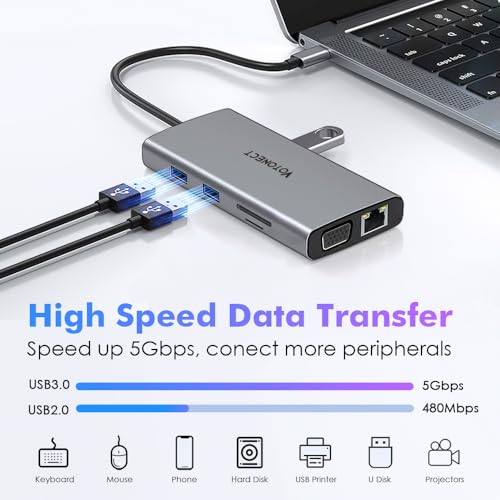 10-in-1 USB C Hub with 4K HDMI Adapter, SD/TF Card Reader, 100W PD Charging, 2 USB 3.0 Ports, and 2 usb2.0 Ports for MacBook Pro/Air, Dell XPS, Lenovo ThinkPad, etc. (10-in-1 VGA) - style: 10-in-1 VGA