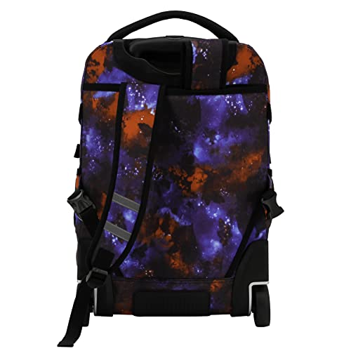 J World Lunar Rolling Backpack. Laptop Bag With Wheels. Wheeled Carry-On Travel Luggage, Galaxy, 19.5 x 13 x 8 Inches - color: Galaxy